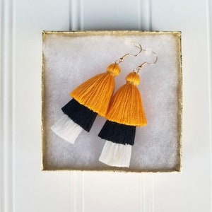 Pittsburgh Steelers Themed Earrings - 3 Tier Ombre - Cotton
