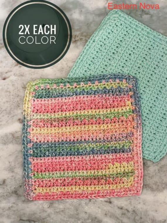 Crocheted Cotton Dishcloths/Washcloths - 4 Pack - Aqua
