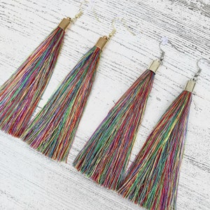 Tassel Earrings - Silk Earrings - Dangle Drop Earrings