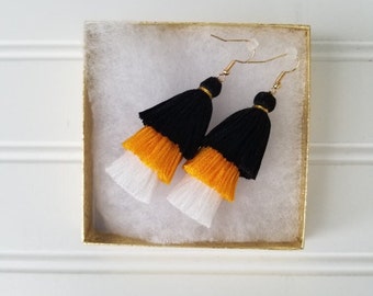 Penguins and Steelers Themed Earrings - 3 Tier Ombre - Cotton