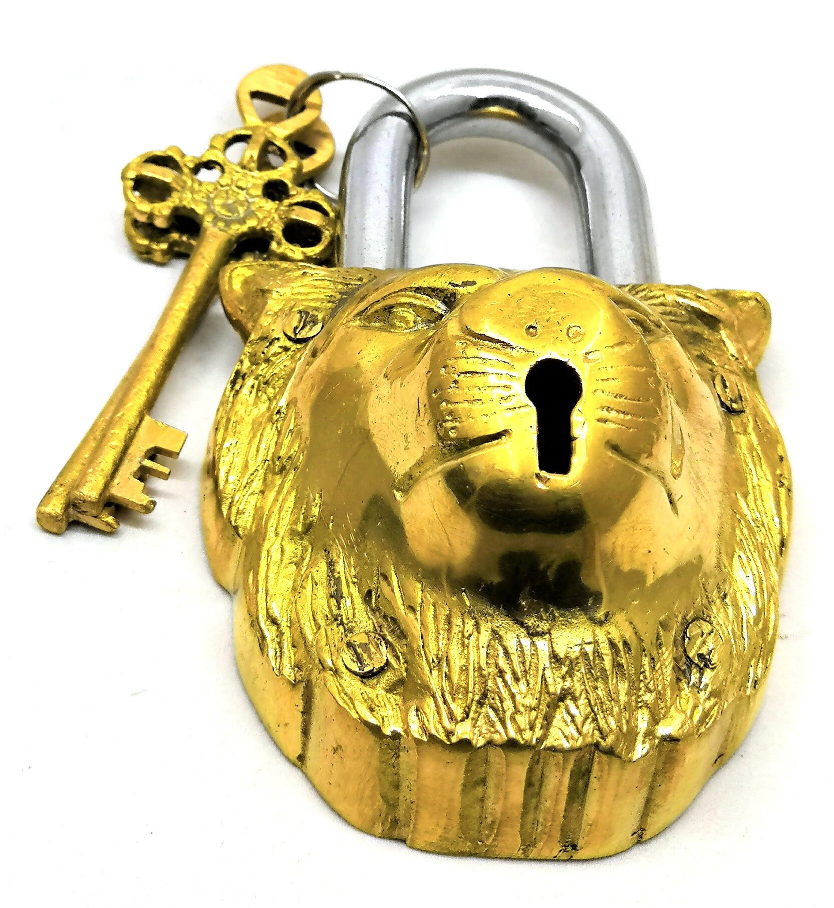 Brass Lion Shape Lock Padlock Antique Design Handcrafted Etsy