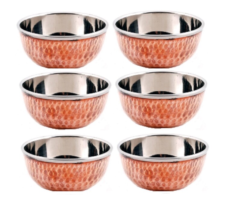 Copper Stainless Steel Bowl/katori Indian Dinnerware Etsy