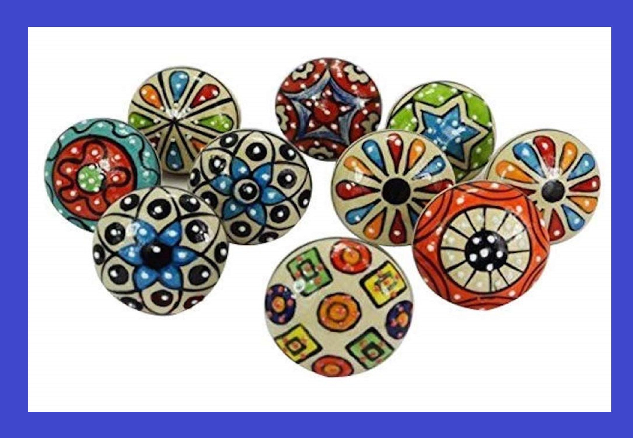 Vintage Knobs Rare Hand Painted Ceramic Knobs Drawer Etsy