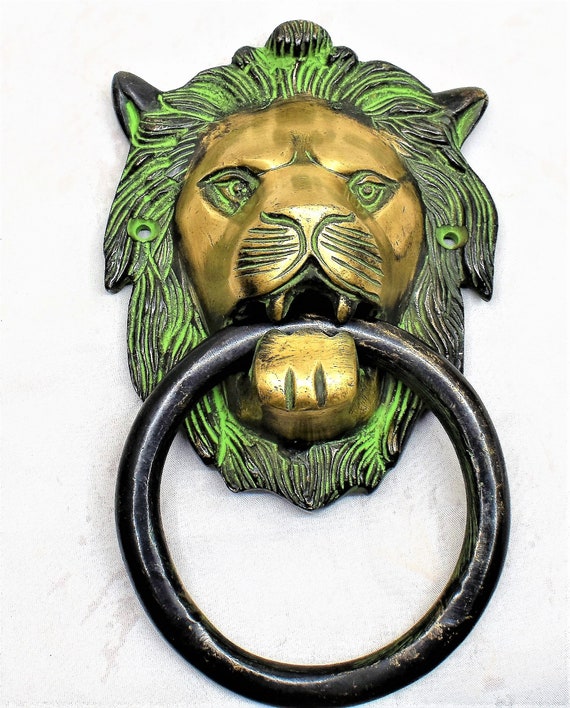 Vintage Handmade Brass Lion Shape Door Handle Door Knocker Big Etsy