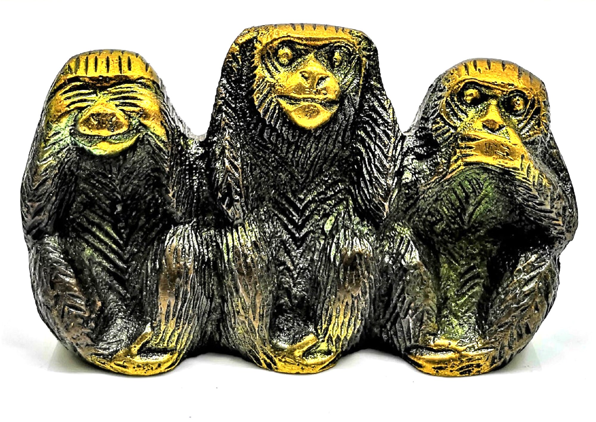 Vintage Brass Handmade Gandhi 3 Monkey Statue Very Fine for Etsy