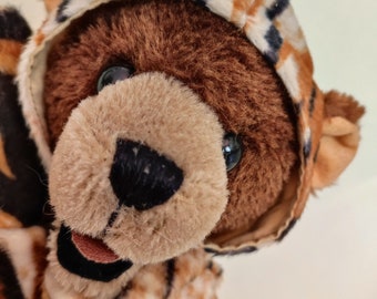 Hand Puppet Bear Tiger with Hood, Open Muzzle