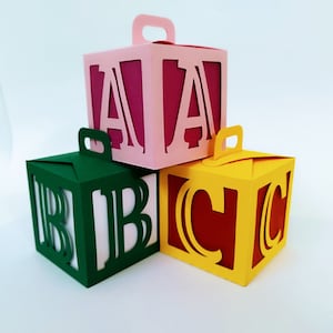 26 SVG gesneden bestanden 3D Alfabet gunst vak sjabloon A tot Z letters Cricut Silhouette Cameo Laser Brother Scan Cut Files geschenkdoos ABC babyshower