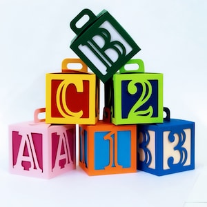 36 SVG cut file Alphabet favor box template A to Z letters and numbers 0 to 9 Cricut Silhouette Cameo Laser Cut Files ABC gift box treat box