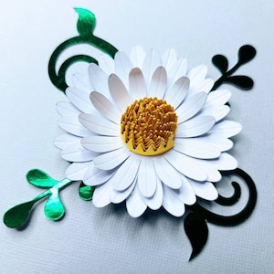 Modello SVG per fiori di carta gerbera 3D da 2,5 pollici, file di taglio Cricut Silhouette Cameo Brother Scan Cut fiori 3D fiori di carta linee di piega