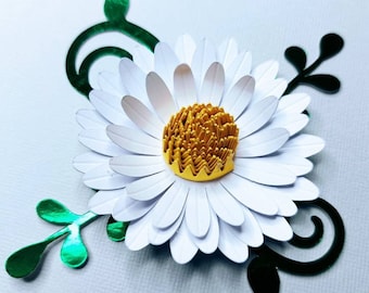 Modèle SVG 3D Gerbera Daisy fleur en papier 2,5 en fichiers coupés Cricut Silhouette Cameo Brother Scan Cut 3D fleurs en papier fleurs en papier