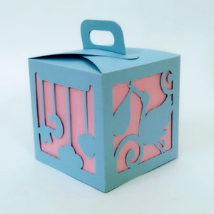 Fichiers de coupe SVG modèle Cigogne mobile pour bébé modèle BOX décoration de baby shower Cricut Silhouette camée découpé au laser Brother Scan Cut fichier de boîte cadeau