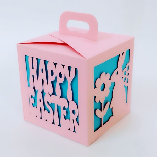 SVG cut files favor box template Happy Easter Spring candy box bunny rabbit Cricut Silhouette Cameo Laser Cut Brother Scan Cut gift box svg