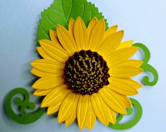3D Sunflower Paper Flower SVG Template 2.5 in Cut Files Cricut Sunflowers Silhouette Cameo Brother Scan Cut 3d flowers paper flowers scoring