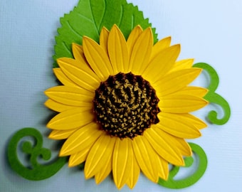 Modèle SVG de fleur de tournesol 3D en papier (2,5 pouces) - Fichiers de découpe Cricut, Silhouette Cameo, Brother ScanNCut