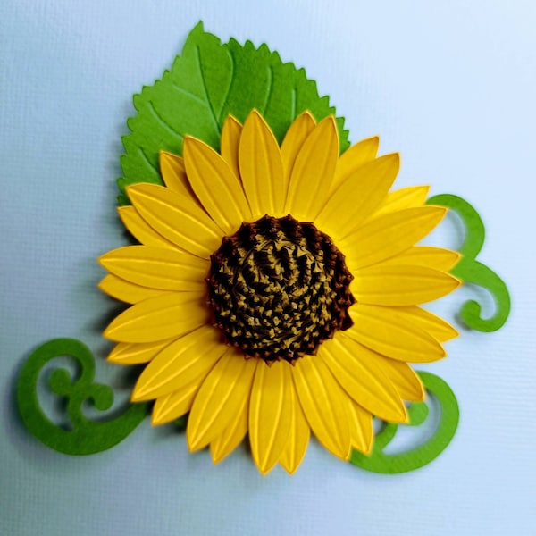 3D Sunflower Paper Flower SVG Template 2.5 in Cut Files Cricut Sunflowers Silhouette Cameo Brother Scan Cut 3d flowers paper flowers scoring