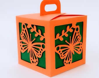 SVG cut files butterflies favor box template Butterfly lover for Cricut Silhouette Cameo Laser Cut Brother Scan Cut Spring gift box svg file