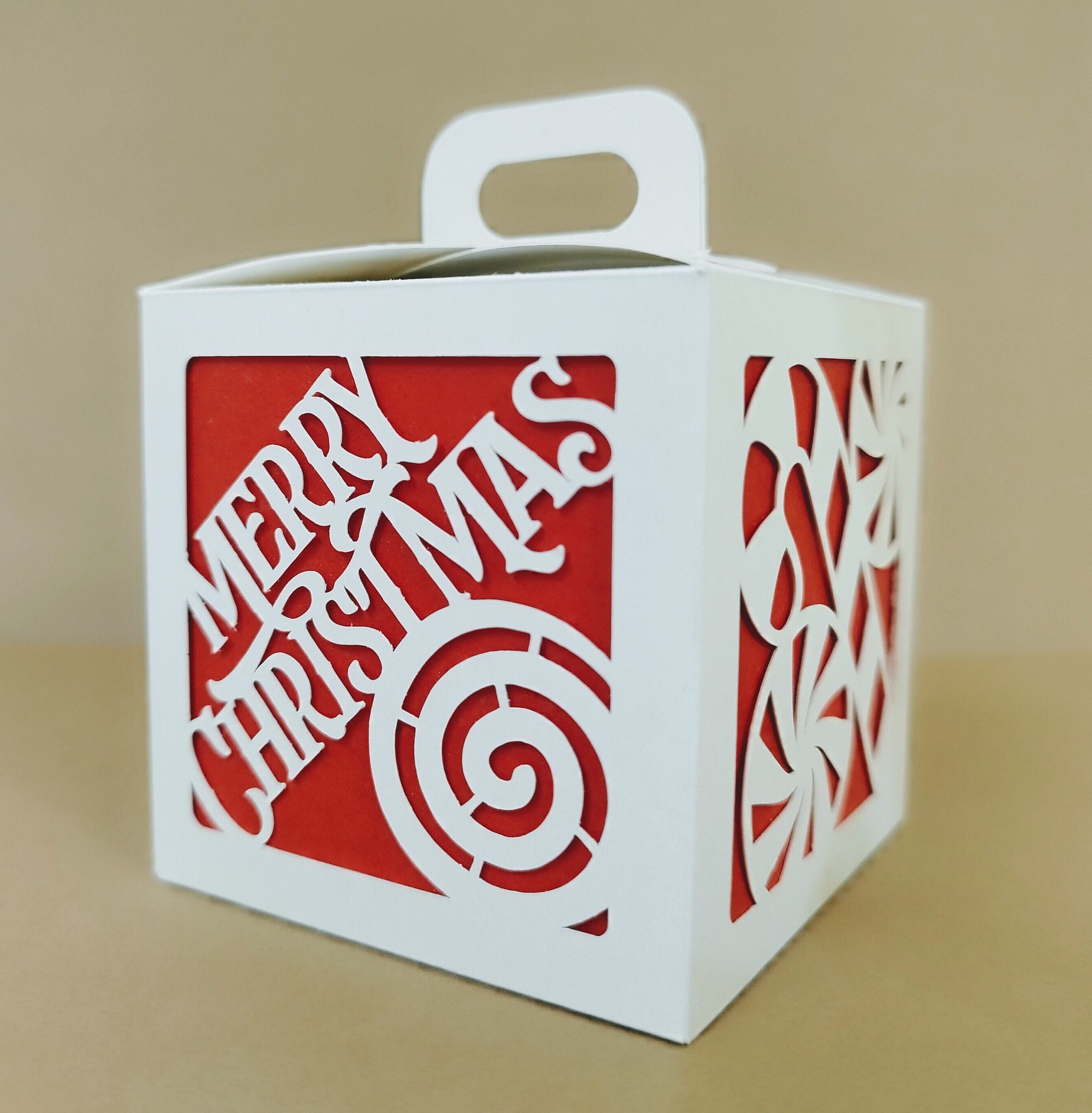 SVG Cut Files Merry Christmas Candy Cane Favor Box Template Swirls for ...