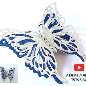 Papillon SVG 3D coupe fichier Cricut papillons 3 modèles de couches Fichier Cricut 3D Silhouette camée frère Scan Cut Laser Cut Spring Decor SVG