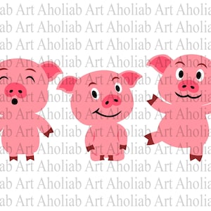 Die drei kleinen Schweinchen SVG Schnittdatei Cricut 3 Schweinchen svg Kleines Schweinchen Vinyl-Aufkleber Süsses Schweinchen Schwein svg Cameo druckbare Clipart PNG Transfer HTV