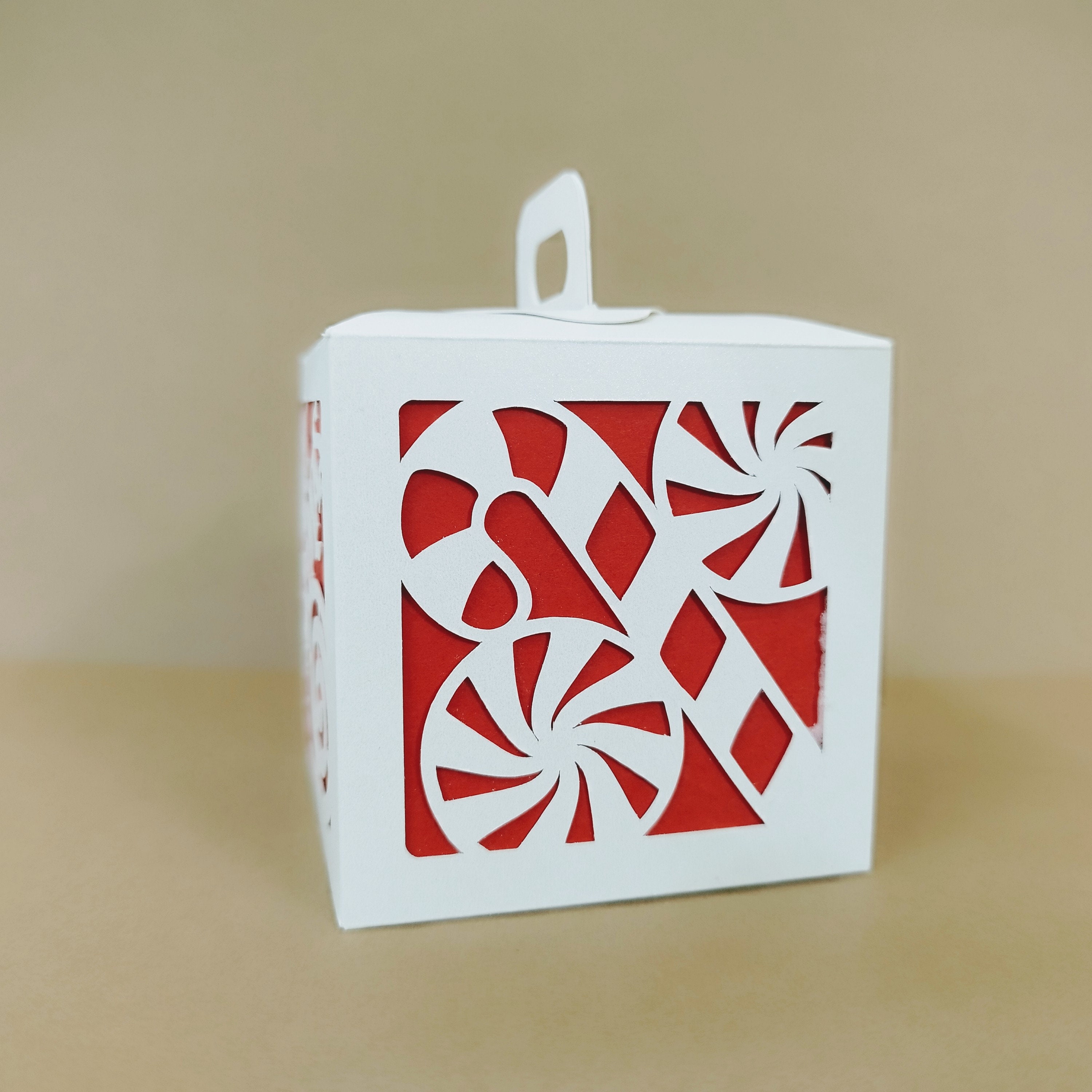 SVG Cut Files Merry Christmas Candy Cane Favor Box Template Swirls for ...