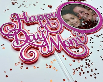 Cake Topper Shaker SVG Happy Mother's Day Cricut svg cut file layered svg custom Hppy day mom diy cricut silhouette cameo laser cut template
