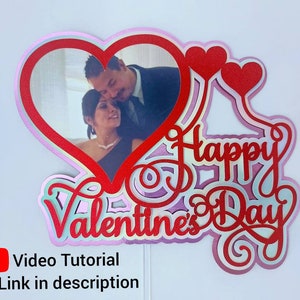 Gelaagde SVG taart topper Happy Valentines Day cricut svg gesneden bestand aanpasbare sjabloon taart topper diy cricut silhouette cameo lasergesneden