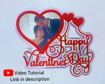 Layered SVG Kuchen Topper Happy Valentines Day Cricut svg cut Datei anpassbare Vorlage Kuchentopper diy Cricut Silhouette Cameo Laser-Cut