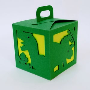 SVG Schnittdateien Dinosaurier Gunst Box Vorlage Geburtstag Junge Party Cricut Silhouette Cameo Laser Cut Brother Scan Cut Tyranosaurus Rex Geschenkbox