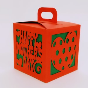 SVG Schneidedateien für Box Vorlage Happy Mother's Day niedliche und einfache Box für Cricut Silhouette Cameo Laser Bruder Scan Cut Geschenkbox für Mama