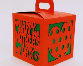 SVG Schneidedateien für Box Vorlage Happy Mother's Day niedliche und einfache Box für Cricut Silhouette Cameo Laser Bruder Scan Cut Geschenkbox für Mama