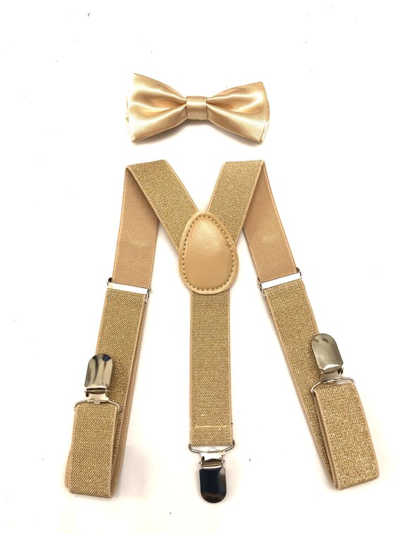 Gold Bow tie gold suspenders Bow tie Suspenders Kids Etsy