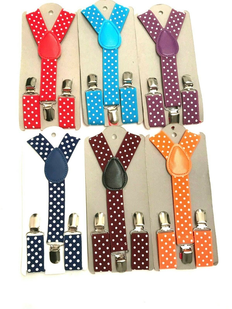 Kids Toddler Burgundy Bow Tie Polkadot Suspenders Set Barnyard Wedding Groomsmen