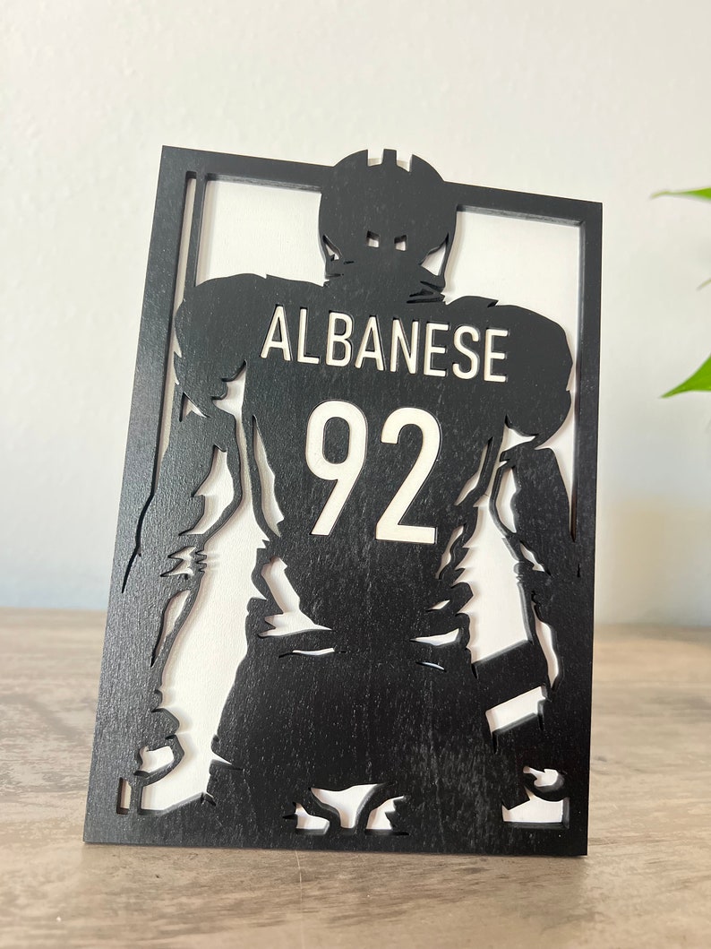 Football Player Sign Examples Personalized Football Player Wood Sign: Senior Team Gift, Sports Decor ...