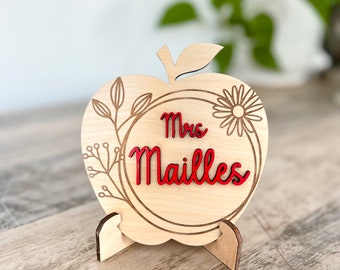 Apple Shaped Personalized Teacher Sign End of school year gift teacher appreciation day sign