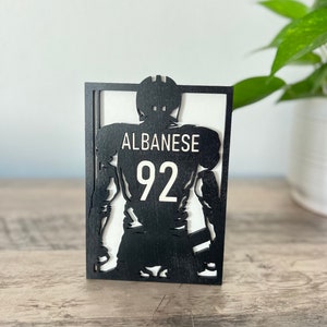 Personalized Football Player Sign Boys Portrait High School Gift Senior Gift Sport Plaque Football Keepsake College Football Team Sign