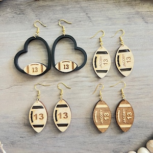 Custom Football Earrings for Football Accessories for Her Gift for Football Mom Wooden Earrings Cute Football Earrings for girlfriend