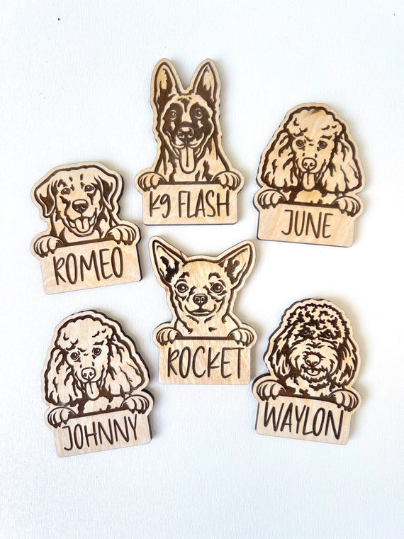 Custom Engraved Dog Magnet, Personalized Pet Portrait