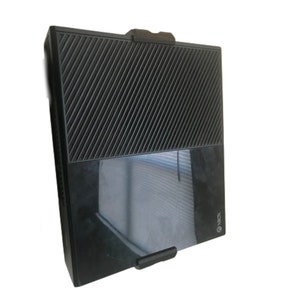 May include: A black Xbox One console with a textured top and a glossy front panel. The console has a small, black logo on the front.