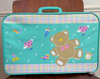 Vintage 1990 SANRIO "Just For Fun" Teddy Bear Suitcase Collectible Kawaii