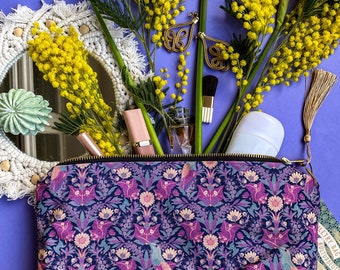 Bolsa de artículos de tocador para jardín de colibríes, bolsa cosmética con forro impermeable, bolsa de viaje ilustrada, bolsa con cremallera floral, bolsa cosmética ligera