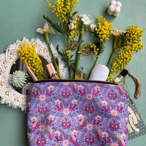 Kolibri Garten Kulturtasche, Wasserdichte Futter Kosmetiktasche, Illustrierte Reisetasche, Floral Reißverschluss Beutel, Leichte Kosmetiktasche Sky Blue