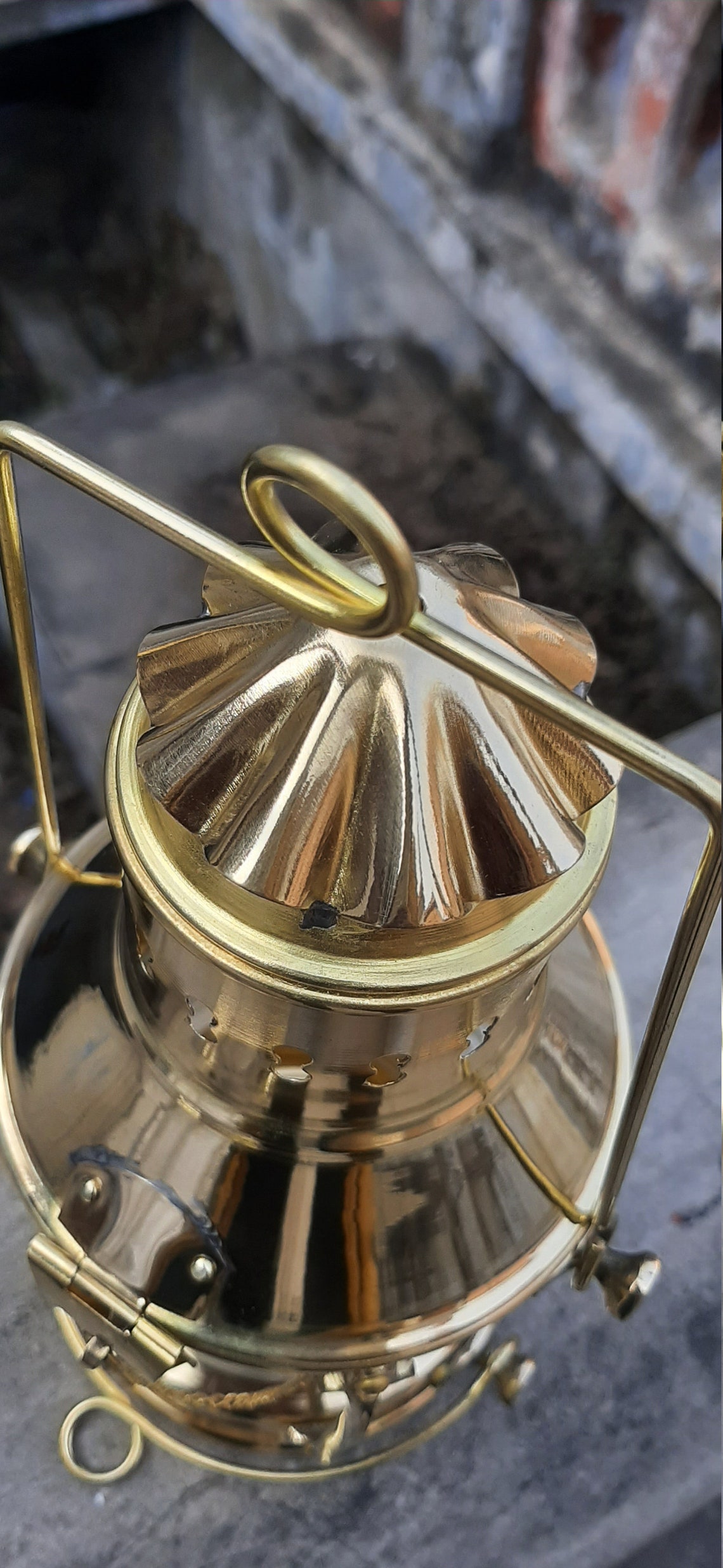 Vintage Brass Oil Lamp Maritime Ship LanternAnchor Boat Light Etsy