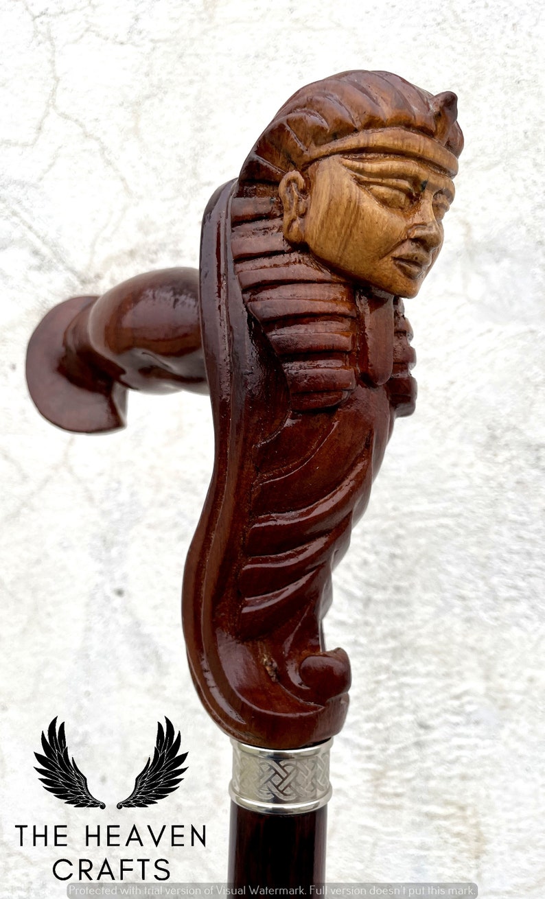 Egypt Pharaoh Cane Wooden Walking Stick Ergonomic Handmade Etsy