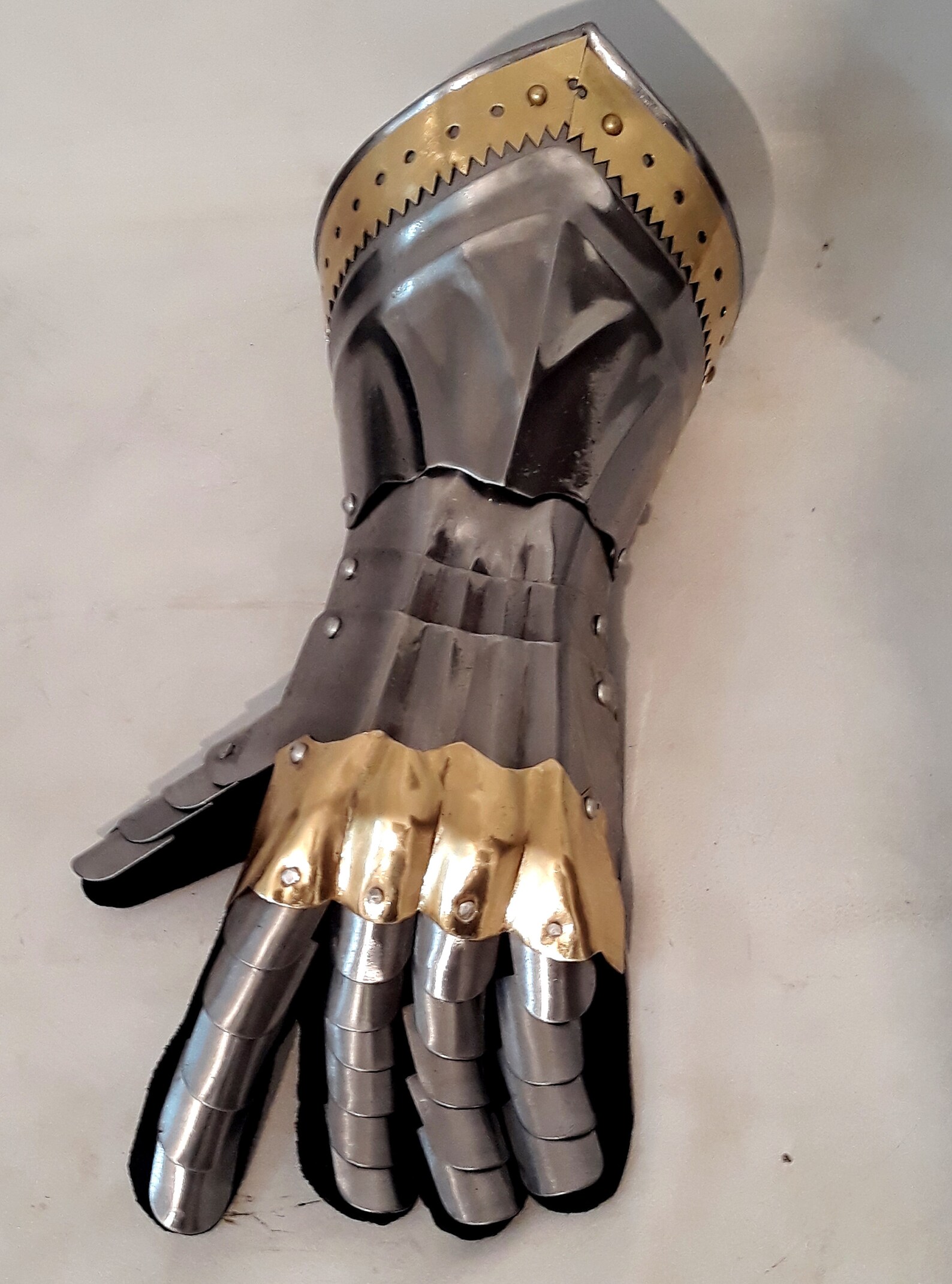 Medieval Gauntlet Gloves Steel & Brass Handmade Fully Etsy