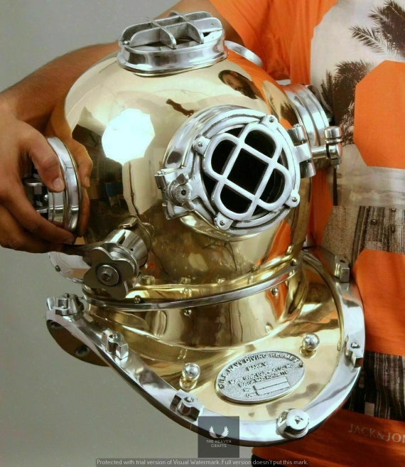 U.S.Navy Mark Mini Diving Helmet Antique Brass Deep Steel Sea Divers Helmet Gift 