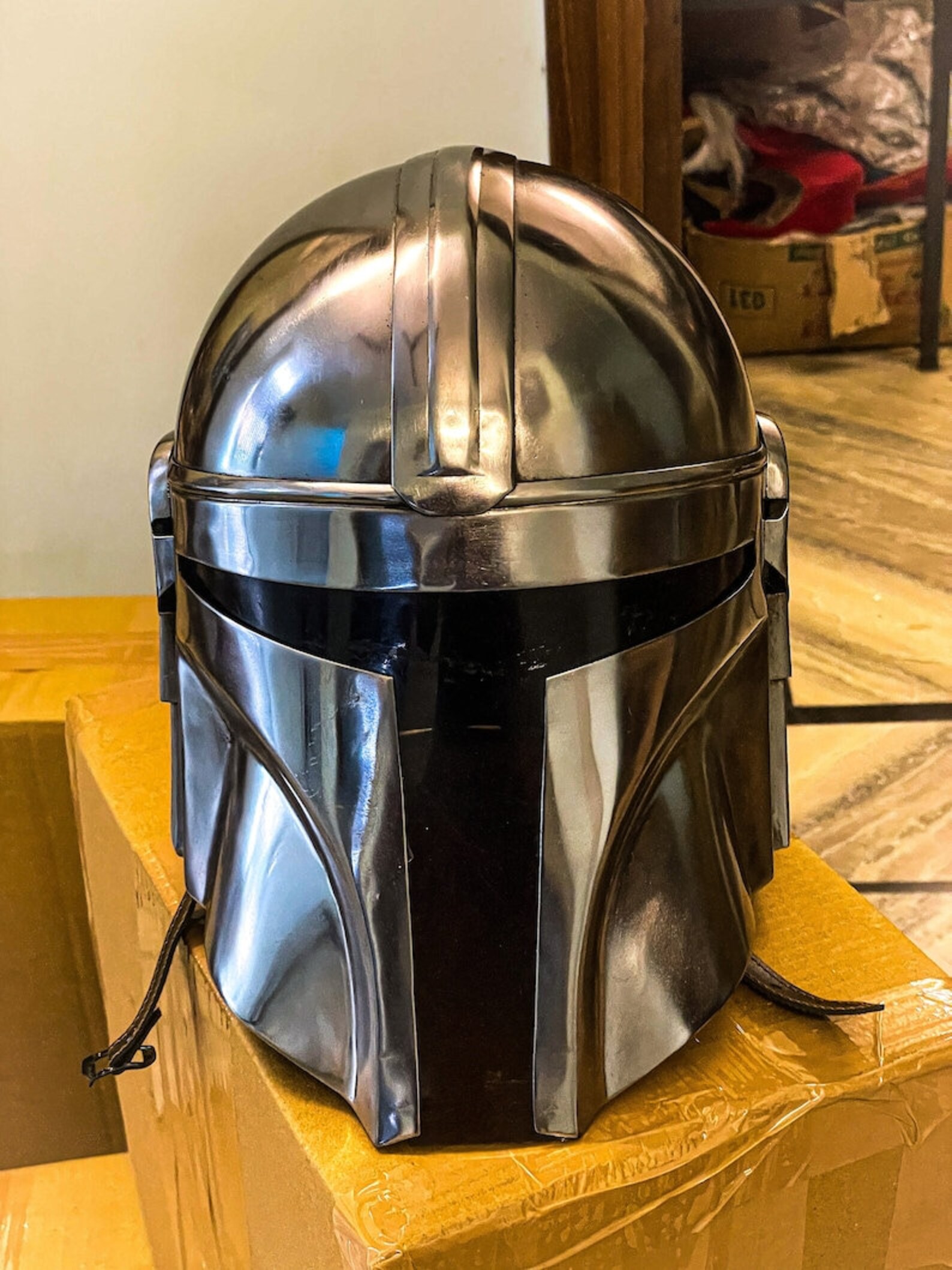 Steel Mandalorian Helmet With Liner and Chin Strap Star Wars Etsy