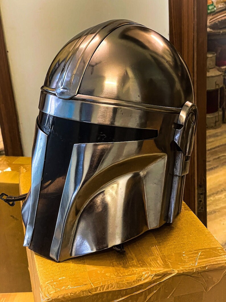 Steel Mandalorian Helmet With Liner and Chin Strap Star Wars Etsy