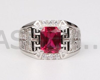 Man Anniversary Purpose Gift Size 3 to 15 Natural Ruby Ring 925 Solid Silver Designer Ring Ruby Gemstone Ring July Birthstone Man/'s Ring