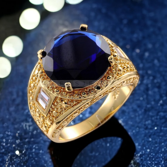 Gents Coloured Gemstone Rings Luxury Blue Sapphire Ring For
