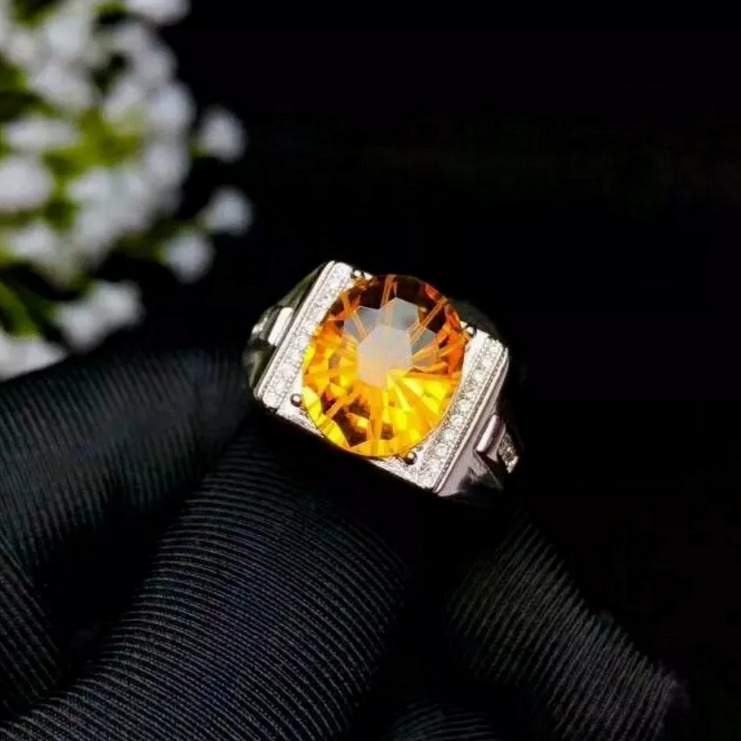 Citrine Men's Ring November Birthstone Personalized Etsy UK